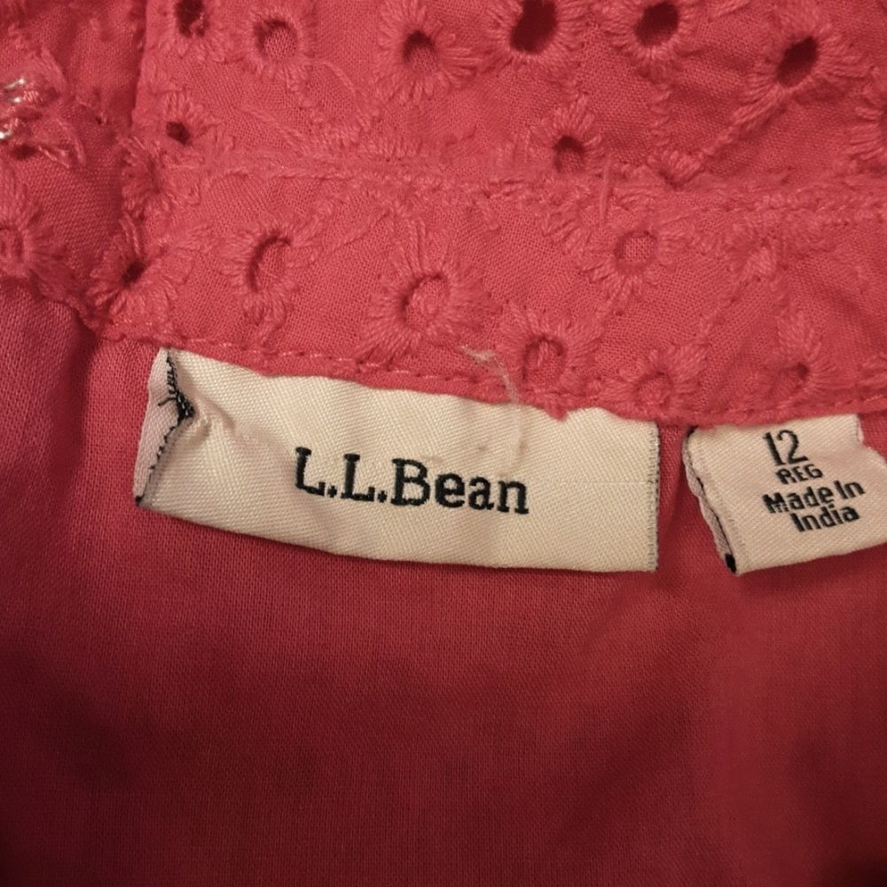 L.L.Bean Dress Fuschia Eyelet Lace Sleeveless Set-In Waist size 12 - Picture 3 of 13